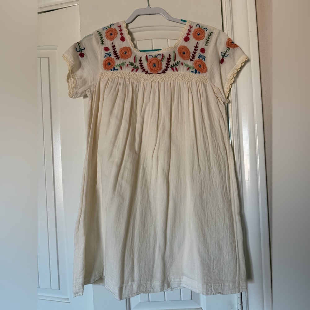 THML Cream babydoll Dress with Embroidery